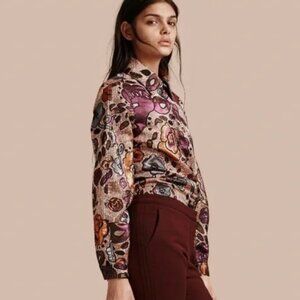 BURBERRY shiny lamé floral jacquard shirt Sz.2
